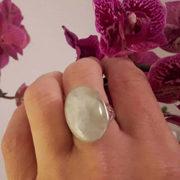 Bague pierre de lune cabochon en argent