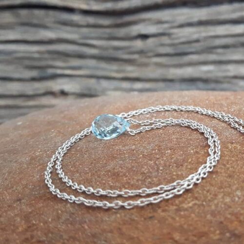 Collier topaze bleue goutte - Omyoki