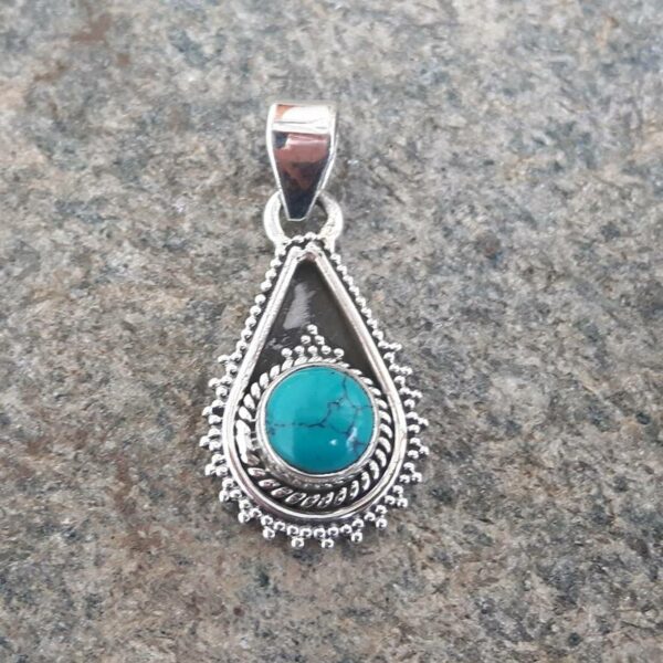 Pendentif turquoise et argent