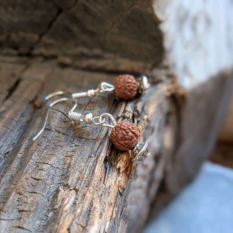 Boucles d'oreilles Rudraksha de l'Himalaya Boucles d'oreilles Rudraksha de l'Himalaya