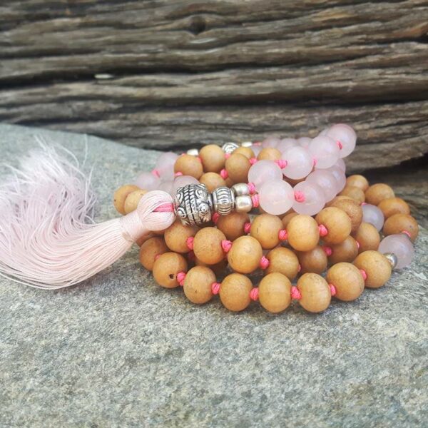 collier mala en quartz rose Douceur