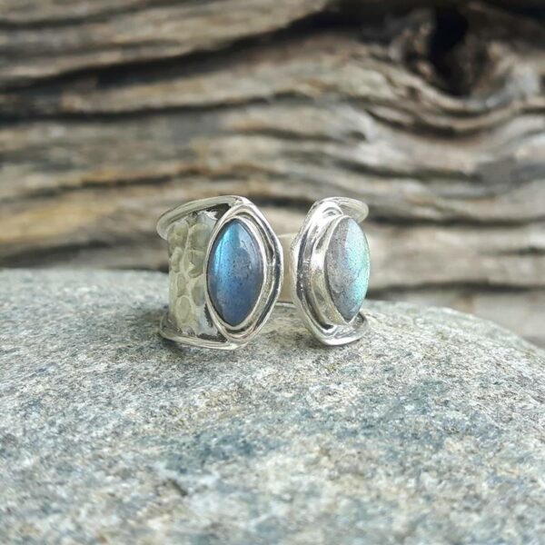 Bague labradorite et argent ajustable