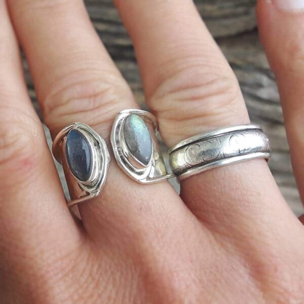 Bague labradorite et argent ajustable