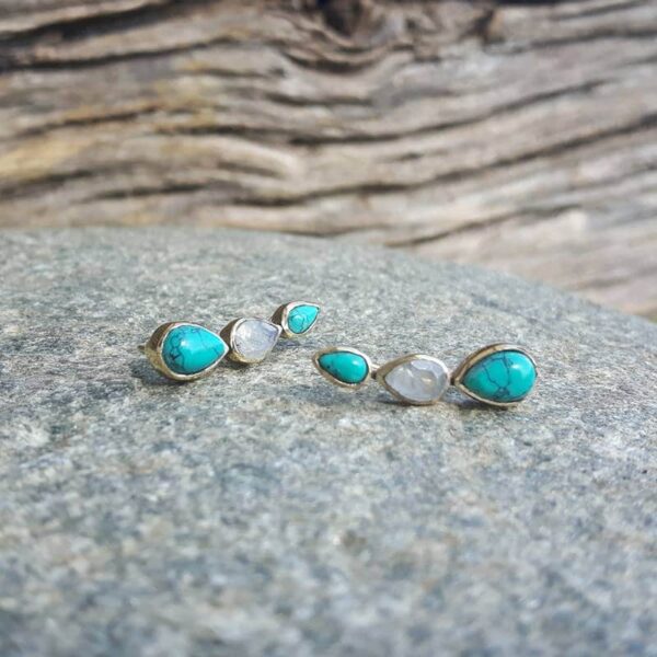 Boucles d'oreilles dorées turquoise JOY