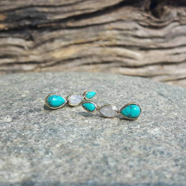 Boucles d'oreilles dorées turquoise JOY