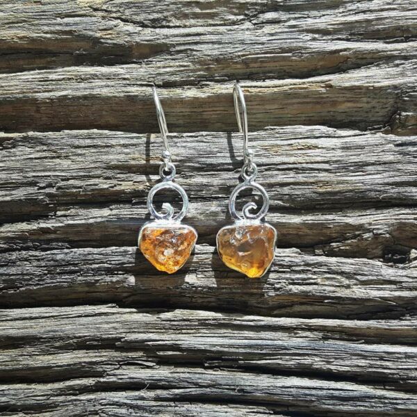 Boucles d'oreilles en citrine brute