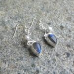 Boucles d'oreilles labradorite et perle marine