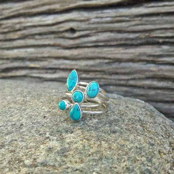 Bague anneaux multiples turquoise