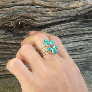 Bague anneaux multiples turquoise