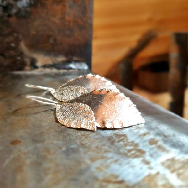 Boucles d'oreilles feuilles d'argent