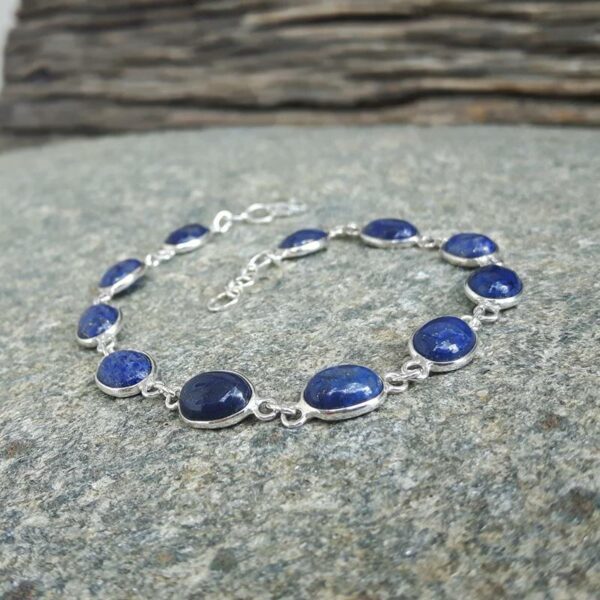 Bracelet lapis lazuli en argent