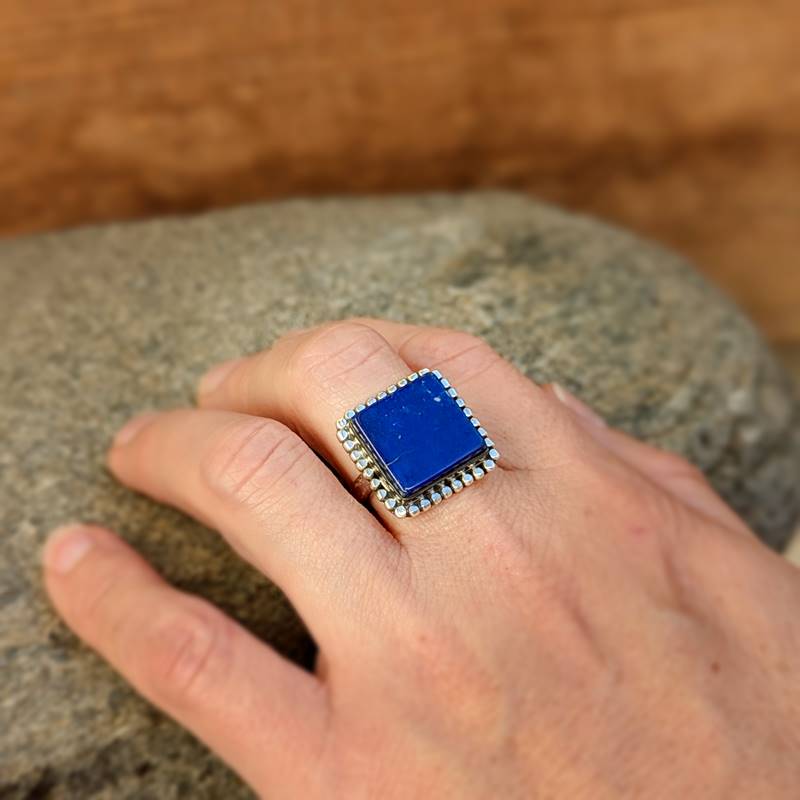 Bague lapis lazuli carré MIKI