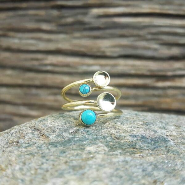 Bague turquoise mini pastilles