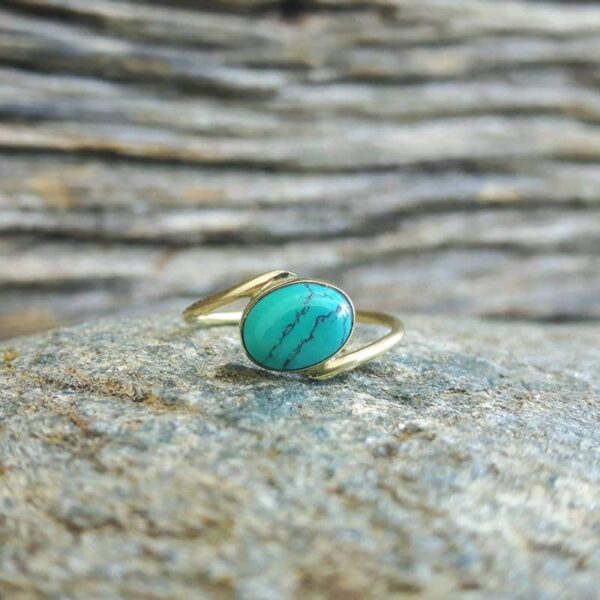 Bague turquoise or JANIS