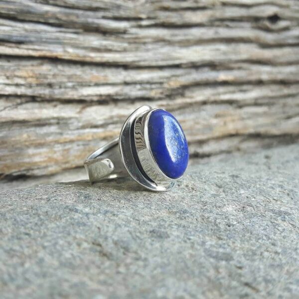 Bague ajustable lapis lazuli argent