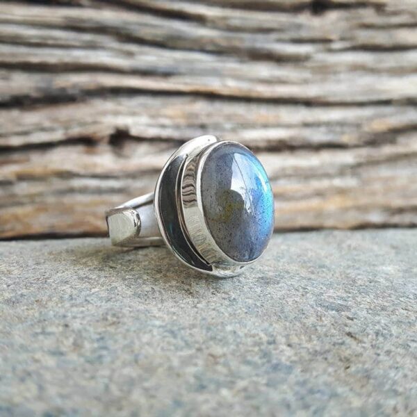 Bague réglable labradorite argent