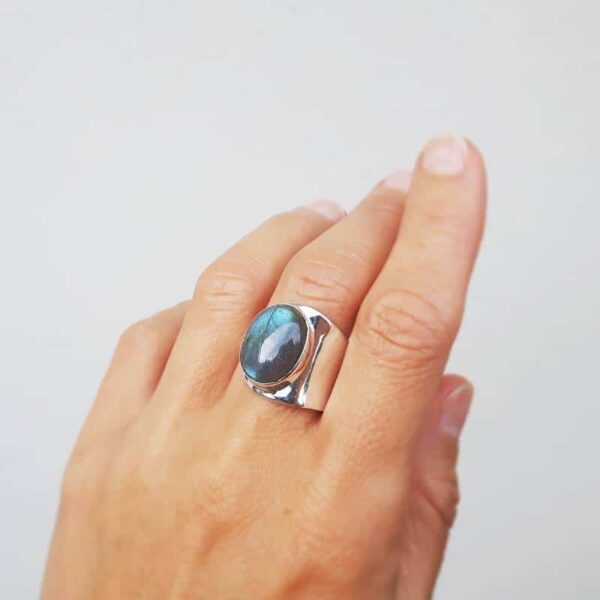 Bague réglable labradorite argent