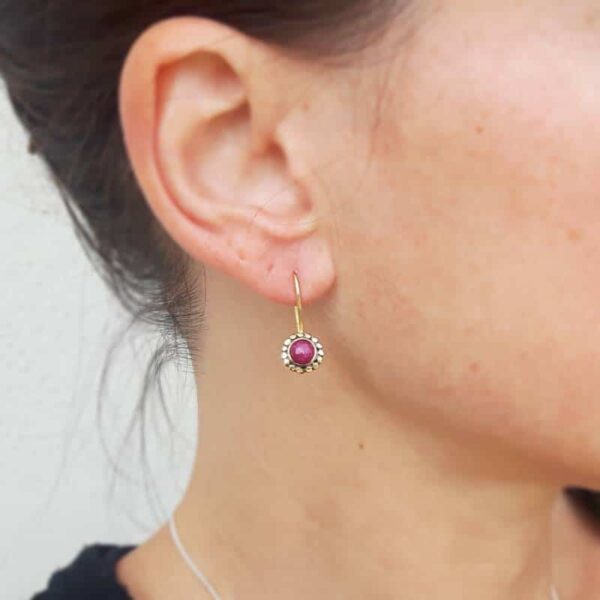 Boucles d'oreilles FLOWER rubis indien