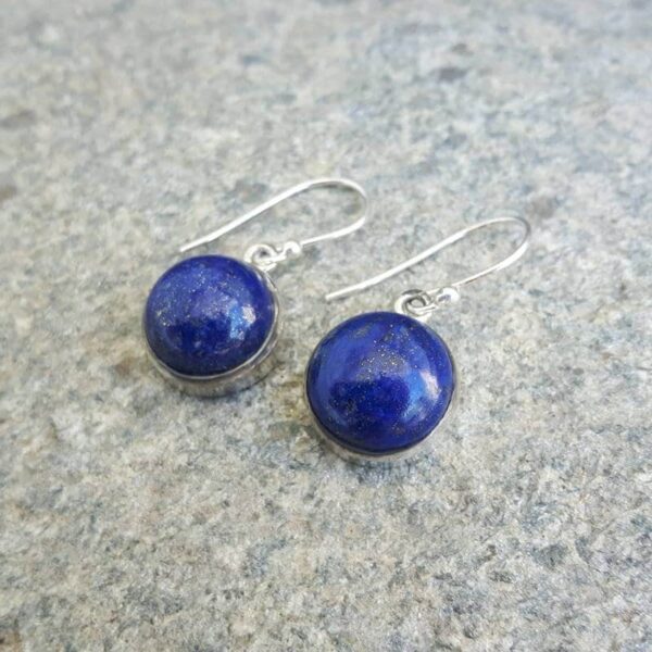 Boucles d'oreilles rondes lapis lazuli argent