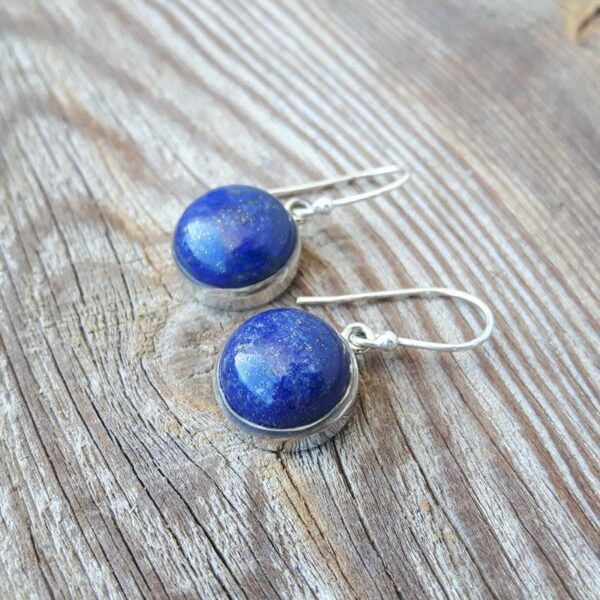 Boucles d'oreilles rondes lapis lazuli argent