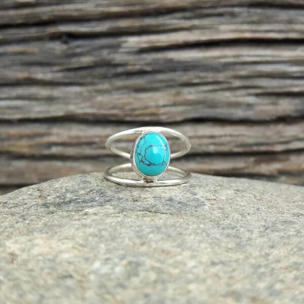 Bague fine en turquoise