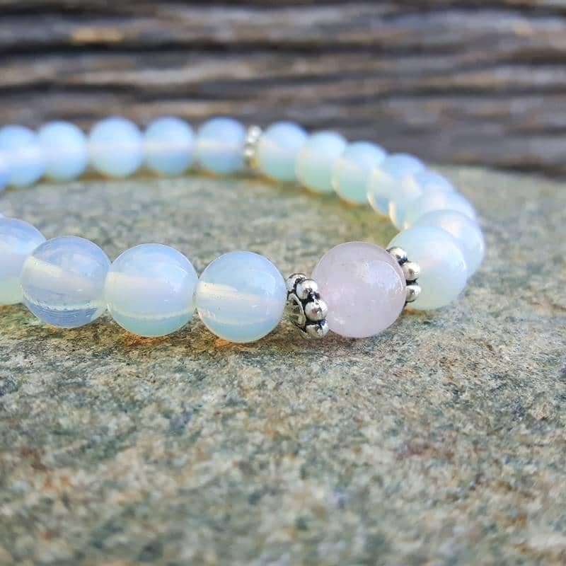 Bracciale In Quarzo Rosa Naturale Con Pietra Arrotolata – Gioiello Litoterapia Per Il Benessere – Regalo Donna
