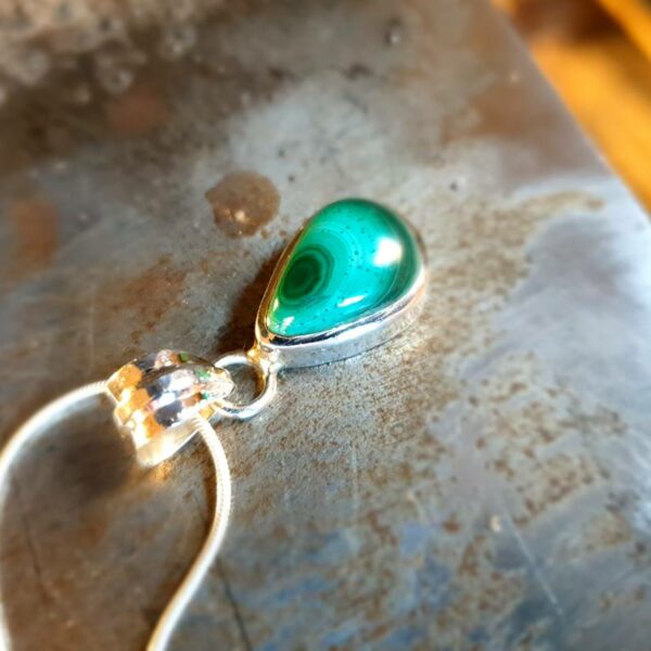 Pendentif malachite argent EXPRESSION