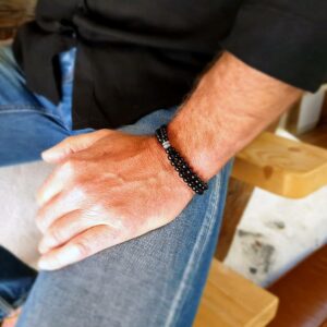 Bracelet double tour homme en onyx