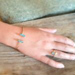 Jonc ouvert labradorite or