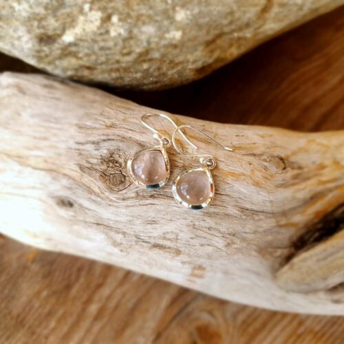 Boucles d'oreilles quartz rose argent gouttes