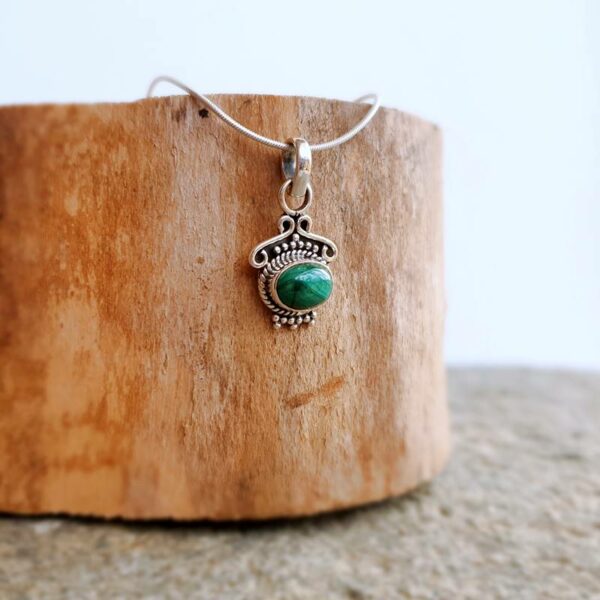 Pendentif malachite argent