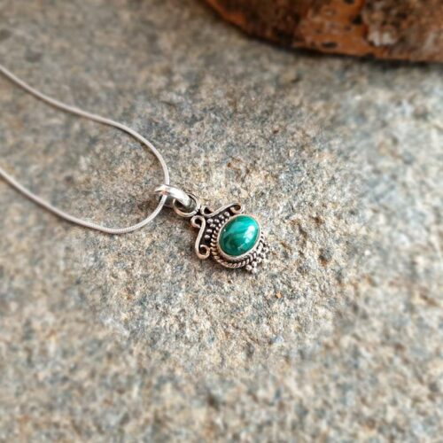 Pendentif malachite argent