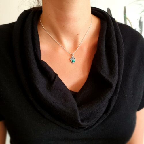Pendentif malachite argent