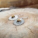 Boucles d'oreilles ethniques oeil de tigre MANDALA