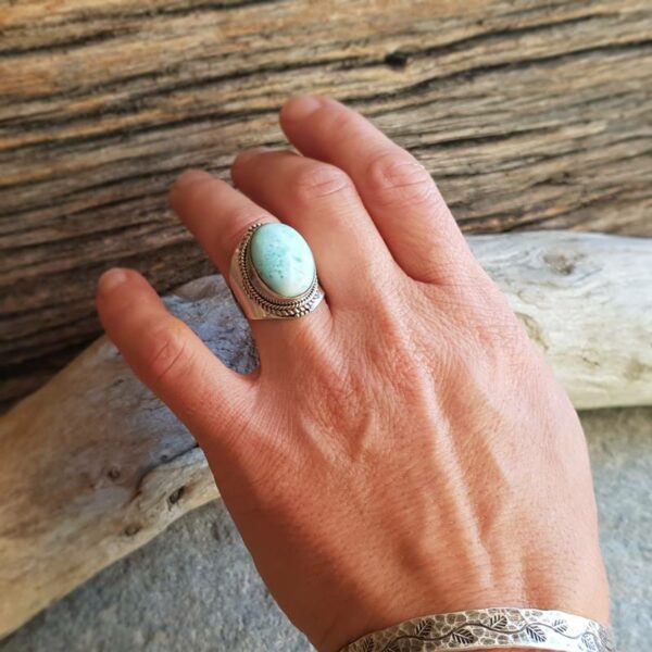 Bague larimar bleu