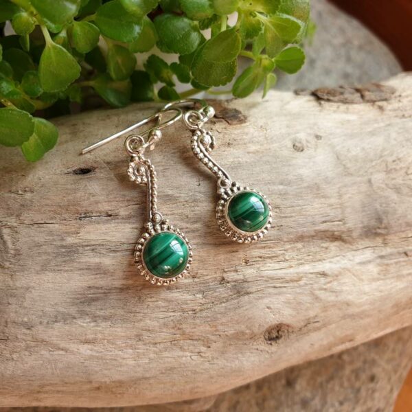 Boucles d'oreilles ethniques malachite