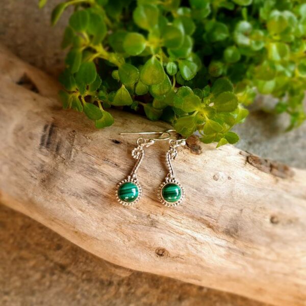 Boucles d'oreilles ethniques malachite