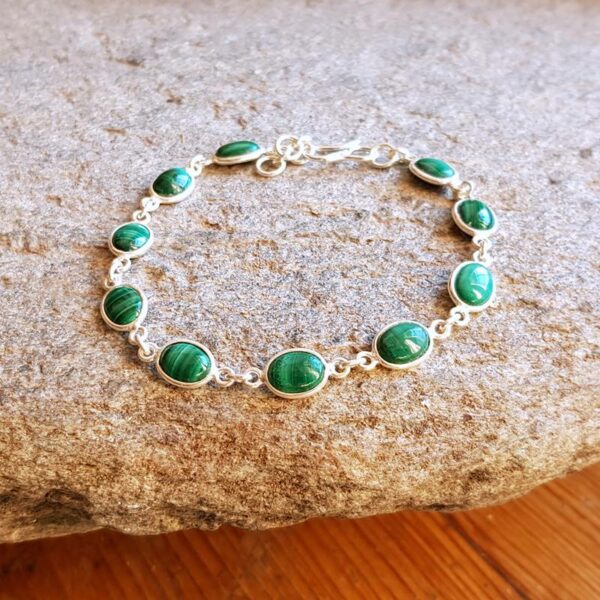 Bracelet malachite en argent