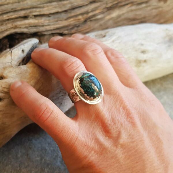 Bague azurite bleue argent