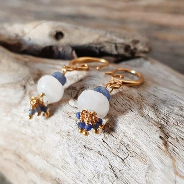 Boucles d'oreilles sodalite et pierre de lune OCEAN