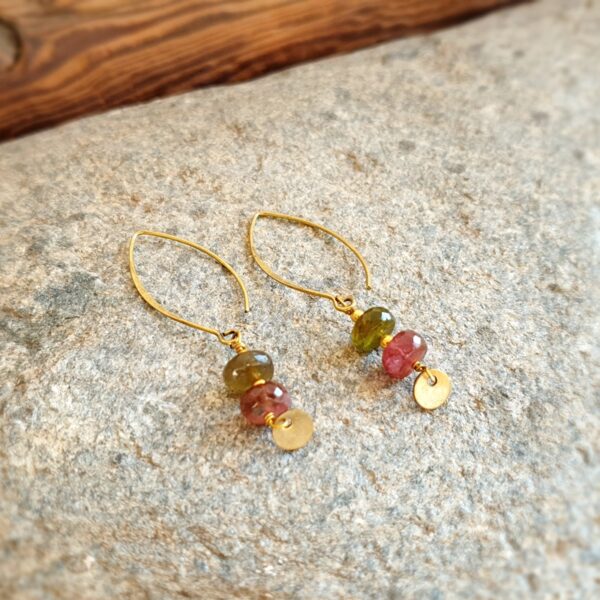 Boucles d'oreilles tourmaline multicolore