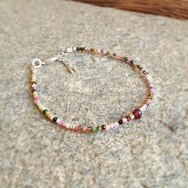 Bracelet tourmaline multicolore argent