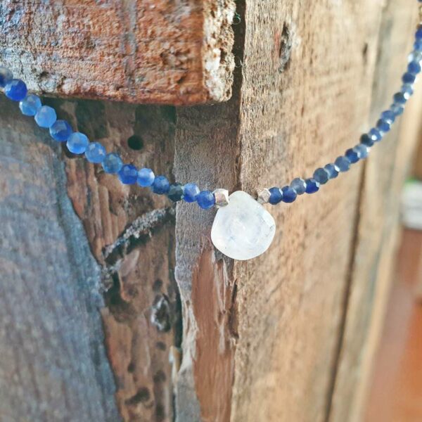 Collier fin en sodalite et argent OCEAN