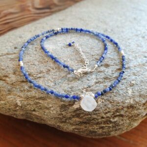 Collier fin en sodalite et argent OCEAN