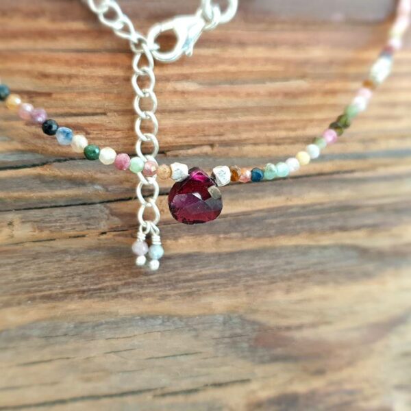 Collier tourmaline multicolore en argent