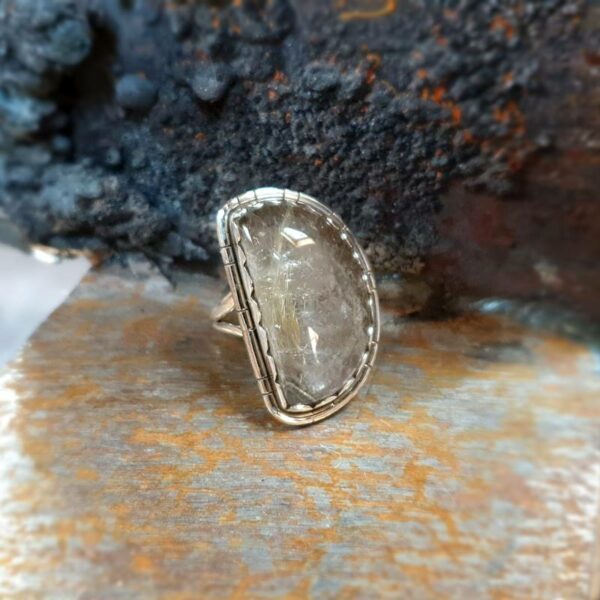 Bague quartz rutile argent LUNE