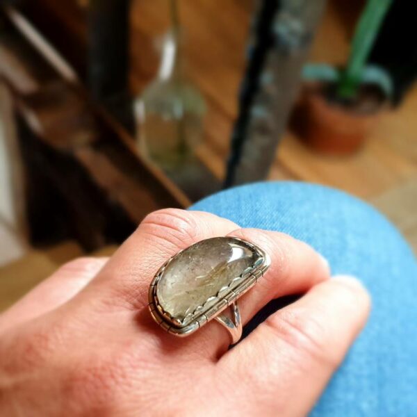 Bague quartz rutile argent LUNE