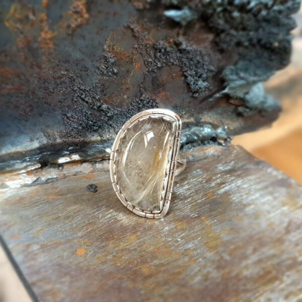 Bague quartz rutile argent LUNE