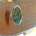 Bague quartz rutile vert et argent