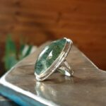 Bague quartz rutile vert et argent